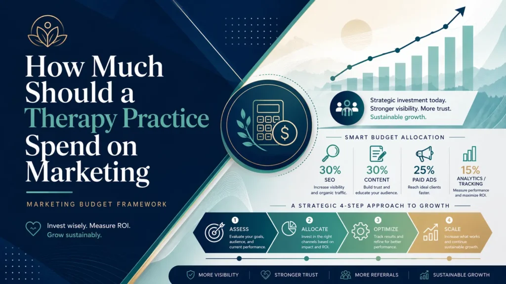 How much a therapy practice should spend on marketing with budget tiers from 500 to 5000 dollars monthly in 2026